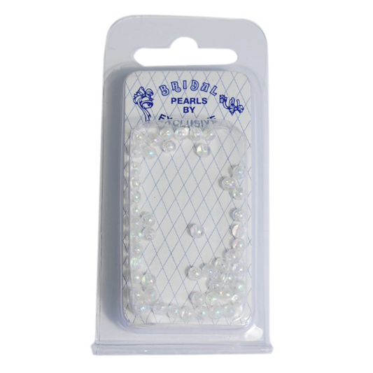 4mm Glass Pearls - Pack of 120 - Clear Iridescent